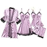 Satin Schlafanzug Damen Schlafshirt Nachthemd Satin-Pyjama Sexy Nachtwäsche Seide Pyjama Damen Pyjama Set Schlafanzug Kunstseide Sommer Übergroß Kunstseide Pyjama-Sets Blumendruck Pyjama Set