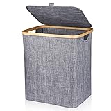 Aokyom Wäschekorb mit Deckel,60L Faltbar Wäschebox Wäschesammler Pop-Up Wäscheboxen Wäschetruhe Wäschetonne Wäschekiste Wäschekörbe Aufbewahrungskorb für Badzimmer Kleidung Spielzeug Organisation