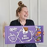 Riesen Milka Schokoladentafel personalisiert mit Namen und Botschaft - Personalisiertes XL Mega Milka Schokoladengeschenk mit 9 Schokoladentafeln (900 Gramm - Riesen Milka)