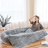 GXSDYYDS Hundebett,Sitzsack, Hundebett Grosse Hunde 135x85x30cm Hundebett für Menschen Memory Foam Bean Bag, Flauschig Hundekissen Hundekörbchen Waschbar Hundesofa mit Decke und Kissen