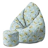 DreamRoots Bean Bag 80x80x120cm - Sitzsack mit Lehne und Hocker und Bezug - Sitzkissen Boden - Chill Sack - Bubibag Sitzsack - Sitzsack mit Füllung - Sitzsack Erwachsene mit Füllung M-Lichtblum2