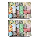 DODUOS 2 Stück Vliesstoff Aufbewahrungsboxen für Unterwäsche & socken & Schals, 24 Zellen Faltbar Organizer schublade Ordnungssystem, Schubladeneinsätze für Kleiderschränke (Beige)