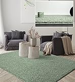 the carpet Foxy Shaggy Teppich, Hochflor, Langflor, Wohnzimmer, Schlafzimmer, Einfarbig, pflegeleicht, Anti-Rutsch, 30 mm Florhöhe, Grün, 50 x 100 cm