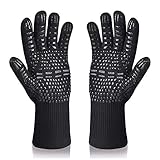 Karrong Grillhandschuhe Ofenhandschuhe Hitzebeständig bis zu 800 ° C Kochhandschuhe Grill BBQ Handschuhe