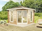 Alpholz 5-Eck Gartenhaus Liwa Compact aus Holz in braun Holzhaus Wandstärke: 40 mm Blockbohlenhaus