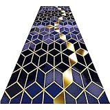 ZBOLI Korridor Teppich LäUfer 60×300cm Rutschfester Teppich im Wohnbereich Geometrische Teppich im Bereich Teppichmatte lang für Küche Schlafzimmer Eingang Büro Teppichläufer Anpassbare(0.6×8m,Black)