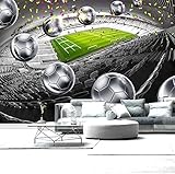Tapete Fototapete Wandbild Fußballfeld Silber Fußball Kunst Selbstklebende, Entfernbare Peel & Stick-Wanddekoration, Heimwerker-Wandtattoo, Wandposter, Aufkleber Für Woh 350 (Breite) x 256 (Höhe) cm