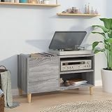 Tidyard Plattenschrank Beistellschrank TV-Schrank Sideboard Kommode Aufbewahrungsschrank Aktenschrank Büroschrank Schallplattenschrank Schrank für Wohnzimmer, Grau Sonoma 84,5x38x48 cm Holzwerkstoff