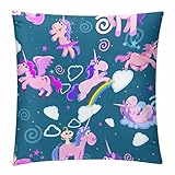 2Er Set Kopfkissenbezug Einhorn-Lila-Wolken-Regenbogen Dekorative Dekokissen Kissenbezüge Doppelseitige,Stilvolles Sofakissen Bezug Für Auto Bed Weihnachten 45X45Cm