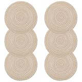 SHACOS 6er Set Runde Platzsets Baumwolle Tischmatten Weihnachten Beige Tischsets Abwaschbar Geflochten Platzdeckchen Hitzebeständig für Esszimmer, Küche, Hochzeit, Party, 38cm