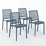 RATTATAN Anna - Stühle aus mit Glasfaser verstärktem Harz (4, Petrol)