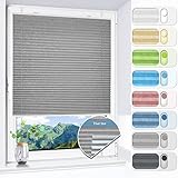 HOMEDEMO Plissee ohne Bohren verdunkelung, Thermo Plisseerollo Klemmfix, Hellgrau 95x200cm, Verdunklungsplissee 100% lichtundurchlässig für Fenster und Tür, Blickdicht Sichtschutz Sonnenschutz