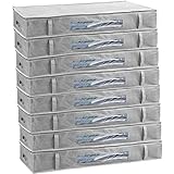 Unterbettkommode 8er Set, Unterbett Aufbewahrungsbox für Bettkasten Aufbewahrung, Unterbettkommoden je ca. 100 l Volumen, Aufbewahrungstasche für Decken, Kissen und Kleider mit Sichtfenster, grau