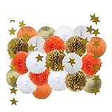 Kinder-Taufdekoration, Gold, Rosa, Weiß, Set, gemischte Größen, hängende Papierlaterne, Abschlussfeier, Veranstaltung, Zeremonie, Partygeschenk, Seidenbommel, goldfarben, orange, Set, gemischte Größen