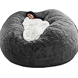 GXSDYYDS Sitzsack, Bean Bag, XXL-Sitzsäcke Flauschig kuschelig Sitzsack Stuhlbezug für Erwachsene（ohne Füllung） Waschbar 150*75cm Dunkelgrau