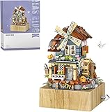 POIWEYR Windmühle Musikbox Bausteine, 799 Teile Kreativ Music Box Modular Buildings Geschenke, Street View Architektur Bausteine Modell, Konstruktionsspielzeug Set Kompatibel mit Lego