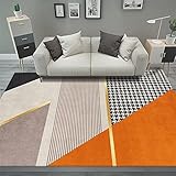 RUGMRZ Teppich Eingangsbereich Baby Kinderzimmer Teppich Wohnzimmer orange grau geometrisches Muster Minimalist ische Schall dämmung Deko Tisch Wohnzimmer 50X80CM