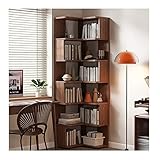 KIRANDY Eck-Bücherregal aus Massivholz, raumhoher Eckschrank, einfaches Regal for Wohnzimmer, Büro (Größe : 4layer Walnut Color 60x60x128cm)