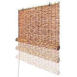 HRXQ Anpassbar Größe Schilf Vorhang Blickdicht Bambusrollo 50 60 90 100 120 140 160 180cm Breit Retro Bambus Rollo Jalousine Holzrollo Verdunkelungsrollo Seitenzugrollo Für Pavillon Patio Rollläden