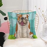 Kissenbezug 45x45 cm,Englische Bulldogge Hund Cartoon Illustration,Polyester Dekorative Kissenhülle Zierkissenbezüge für Sofa Schlafzimmer Wohnzimmer Auto Zuhause Dekoration