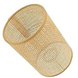 Luxshiny Rattan-Lampenschirm Retro-Pendelleuchte Aus Korbgeflecht Zylinder-Kronleuchter-Abdeckung Bauernhaus-Leuchte Rattan-Schirm Für Zuhause Restaurant Café