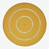 Homescapes senfgelber Teppich, rund, 120 cm, gehäkelter Teppich/Vorleger aus Baumwolle im Retro-Look mit Loop-Muster, flach gewebter Teppich für Schlafzimmer, Wohnzimmer, Flur oder Küche, gelb