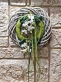 HIKO-EVENTDEKO Türkranz Wandkranz Nr.2 Weidekranz grau 30 cm Doppelkranz Türdekoration mehrjährig Seidenblumen