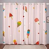SJSXWQN Gardinen Rosa EIS Vorhänge mit Ösen Vorhang Blickdicht Thermo Verdunklungsvorhänge Schiebegardinen für Schlafzimmer Wohnzimmer H 138 x B 117 cm 2er Set