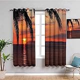 Verdunkelungsvorhang Mit Ösen Gardinen Schlafzimmer Kinderzimmer Mädchen Junge Ösenvorhang Blickdichte Vorhänge 3D Himmel Meer Pflanzen Landschaft Muster Thermovorhang 2Er Set 280X260Cm (BxH)