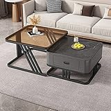 Couchtische in Würfelform, Beistelltisch, Mit 1 Aufbewahrungsschublade ist der quadratische Kombi-Couchtisch frei stapelbar, Sofatisch mit hohlem Metallrahmen, für Wohnzimmer, Schlafzimmer ( Color : A