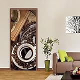 türtapete günstig 50x125cm(19.68 inches * 49.21 inches) Kaffee Kaffeebohnen Türtapete selbstklebend TürPoster - Fototapete Türfolie Poster Tapete Meer Aufkleber DIY Selbstklebende Wandbild PVC