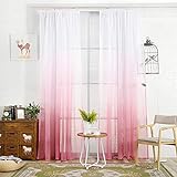 RIJPEX Mode Schatten Rosa Transparent Vorhang, Halb-Transparent Vorhänge, Gradient Fenster Behandlung Rod Pocket Vorhänge Dekorative Vorhänge Für Mädchen Kinder Schlafzimmer-Rosa 100X270Cm (39X106Inch