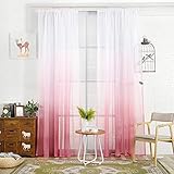 RIJPEX Mode Schatten Rosa Transparent Vorhang, Halb-Transparent Vorhänge, Gradient Fenster Behandlung Rod Pocket Vorhänge Dekorative Vorhänge Für Mädchen Kinder Schlafzimmer-Rosa 100X270Cm (39X106Inch