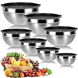 Cinnani Edelstahl Schüssel Set 7-teilig, Edelstahlschüssel Edelstahl Rührschüssel, Salatschüssel,Küchenschüssel mit luftdichten Deckeln, Multifunktional schüsseln,Stapelbar