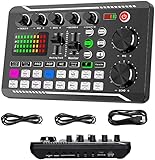 Live-Soundkarte und Audio-Interface mit DJ-Mixer-Effekten und Sprach-Wechsler, F988 Bluetooth Stereo Audio Mixer, für Live Youtube Streaming, PC, Aufnahmestudio und Gaming
