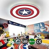 ZXM Captain America Deckenleuchte LED Creative Deckenlampe Wandleuchte Dimmbar Mit Fernbedienung Metall Acryl Lampenschirm Kinderzimmer Schlafzimmer Kindergarten Dekorative Beleuchtung,52CM(40W)