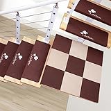Selbstklebende rutschfeste Treppenstufen-Teppichmatte,10 Stück Waschbare Stufenmatten Für Den Innenbereich Für Holzstufen, Sicherheits-Treppenläufer Für Kind(Size:26 * 8 * 1.6in,Color:Style 2 Coffee)