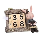 Ciieeo Kaninchen-Kalender-Dekoration Büro-Schreibtisch-Dekoration Büro-Kalender Für Schreibtisch Tischdekoration -Holzblock-Kalender -Party-Tischkalender Der