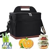 SOUNAY 16L Kühltasche Klein Faltbar Picknicktasche, Lunchtasche Kühltasche Damen Herren, Tragbare Kühltasche, Thermotasche für Lunchbox, Schwarz