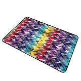 shirlyhome Benutzerdefinierte Fußmatte Bunt für Schuhe für Haustiere Diagonales geometrisches Hahnentrittmuster in Regenbogenfarben auf grauem Hintergrund 50,8 x 78,7 cm mehrfarbig