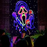 Miytal Schwarzlicht-Geistergesichts-Wandteppich, UV-reaktiver Trippy Horror Wandbehang, leuchtet im Dunkeln, Party-Hintergrund, Wandteppich für Schlafzimmer, Wohnzimmer – 76,2 x 101,6 cm