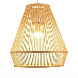 LATAFA Kreative Innenbeleuchtung Hängeleuchte Aus Natürlichem Korbgeflecht Deckenleuchter Aus Bambuskorb Kuppelgewebte Laternen-Hängelampe Nachttisch-Esstischleuchten Für Bars, Cafés, Wohnzimmer