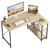 Bestier Computertisch mit Ablagefächern Schreibtisch Kleiner L-förmiger Eckschreibtisch mit Regalen 120CM Umkehrbarer Computertisch Schreibtisch mit Bücherregal für Heimbüro Kleiner Raum