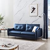 Z-hom 2 Sitzer Sofa Echtleder Leder Lounge Couch Ledersofa Mit Armteilfunktion (156 x 91 x 87 cm 2 Sitzer, Blue)