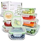 Fresh Master Frischhaltedose Glas Set - Testurteil: SEHR GUT - 100% auslaufsichere + luftdichte Vorratsdosen mit Deckel I Vorratsdosen Glas Meal Prep Boxen Glas Aufbewahrungsbox (18 teilig)