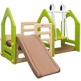 LittleTom Ab 1 Jahr: Spielturm mit Rutsche und Schaukel - 155x135 Spielhaus Garten - Kinder Spielplatz Gartenschaukel Rutsche Outdoor Schaukel mit Rutsche Spielplatz für Garten Klettergerüst Indoor