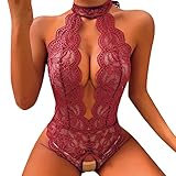 Damen Spitzen Push Up BH Sets Panties Zweiteiliger Nachtwäsche Babydoll Unterwäsche Damen Dessous Sexy Set Lingerie Outfit mit Tanga Reizwäsche Body Suit Unterwäsche BH V Ausschnitt Plus Size