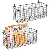 mDesign 2er-Set Wandregal aus Metall – mittelgroßer Ablagekorb für Flur, Schlafzimmer und andere Räume – Organizer für Briefe, Geldbörsen, Sonnenbrillen oder Badaccessoires – bronzefarben