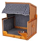 Hundestrandkorb - gestreift/blau - PE beige - inkl. Schutzhülle