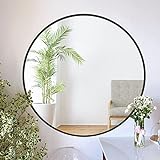 ZENIDA Spiegel Rund, 60x60 cm Wandspiegel Rund mit hochwertigen Schwarz Metallrahmen, Moderner Design großer Spiegel, für Diele, Badezimmer, Wohnzimmer und Mehr